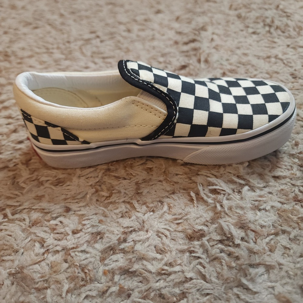 Vans Classic Slip-On Kids Size 11.5 Black White Checkerboard Skate Shoes - Picture 8 of 10